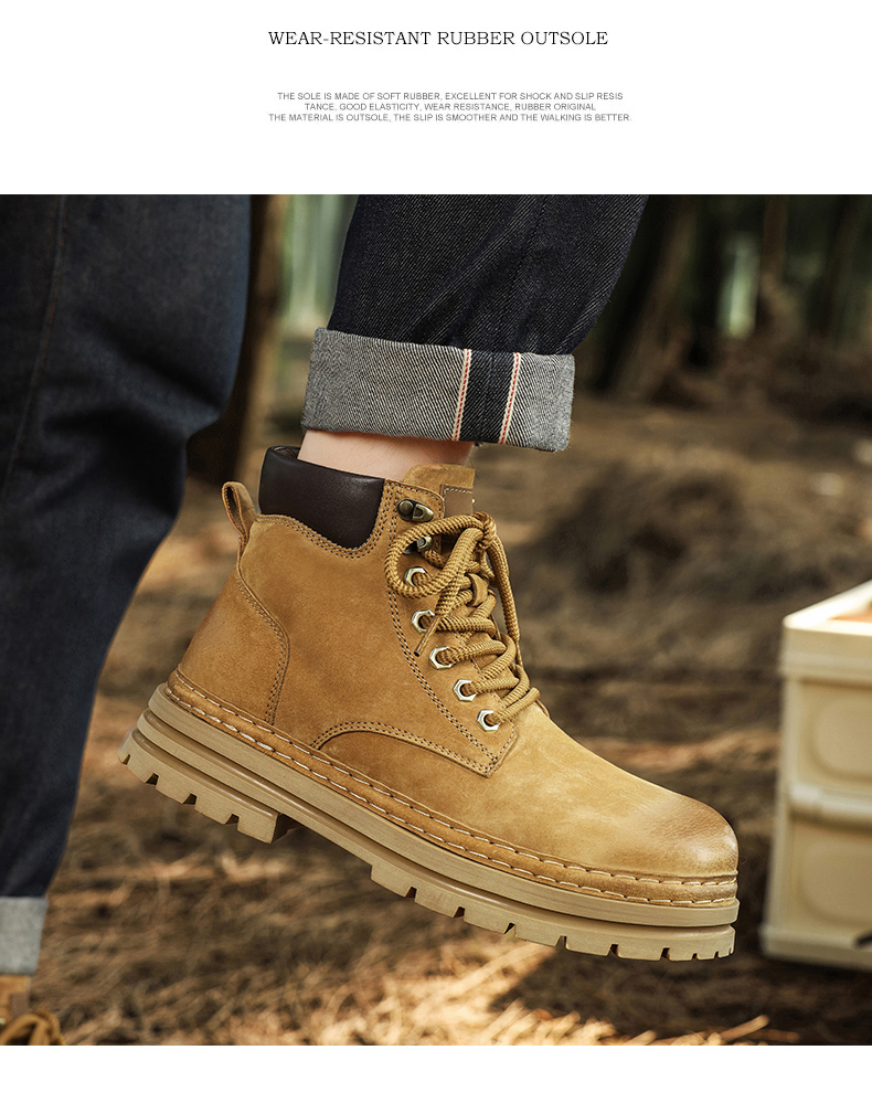 BK () High quality Martin boots, men's trendy and fashionable high top shoes, workwear boots with plush insulation_voghion.com