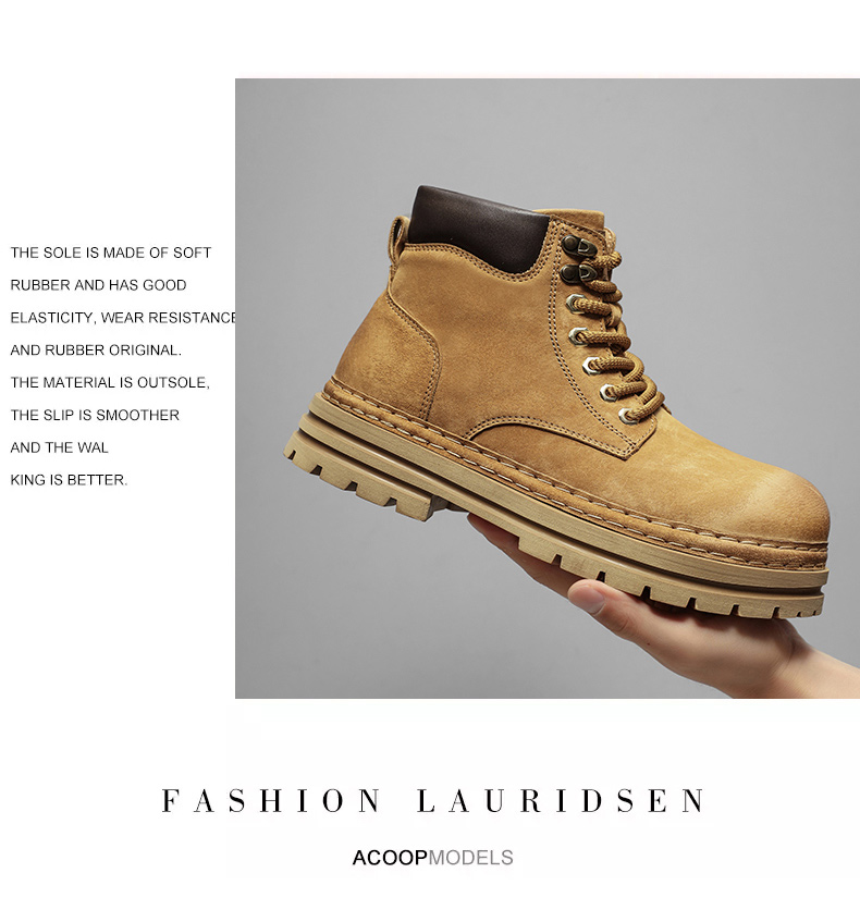 BK () High quality Martin boots, men's trendy and fashionable high top shoes, workwear boots with plush insulation_voghion.com