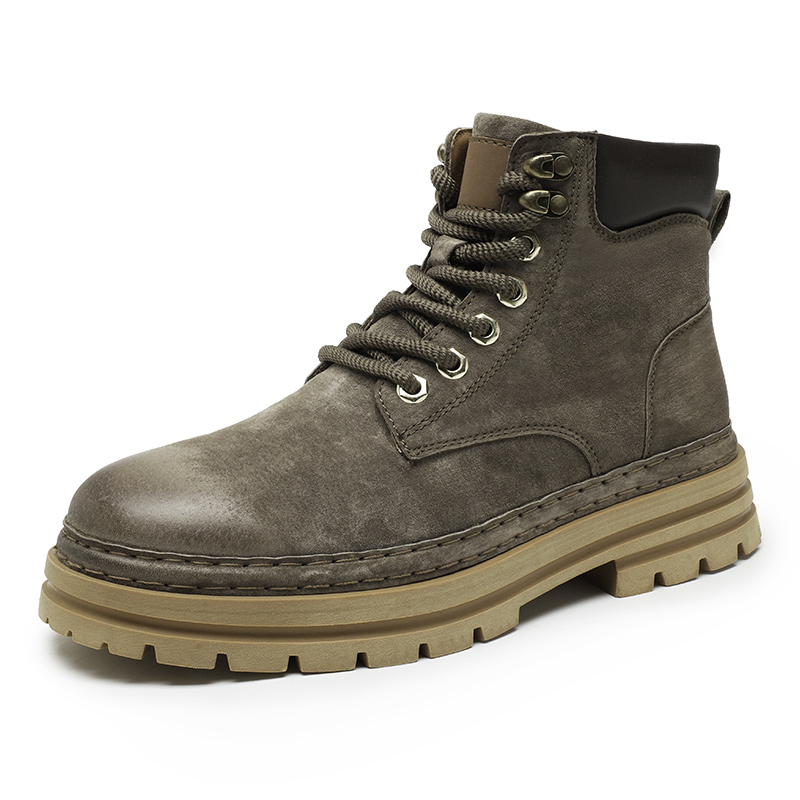 BK () High quality Martin boots, men's trendy and fashionable high top shoes, workwear boots with plush insulation_voghion.com