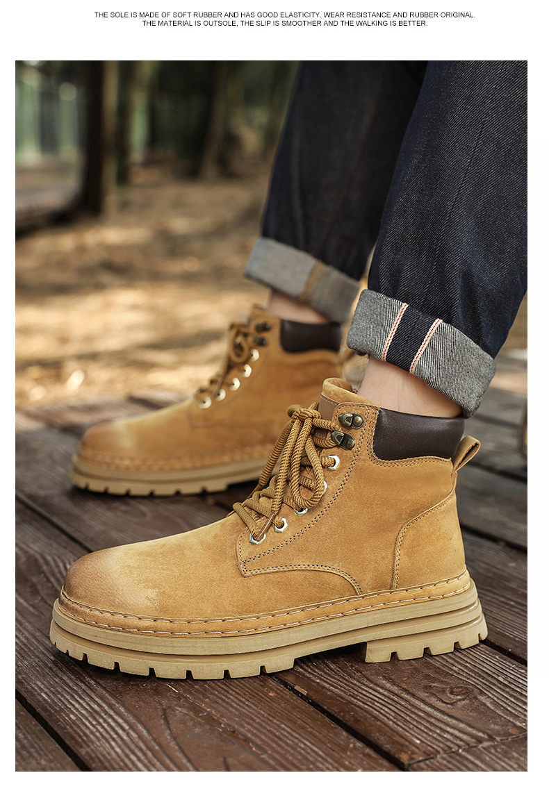 BK () High quality Martin boots, men's trendy and fashionable high top shoes, workwear boots with plush insulation_voghion.com