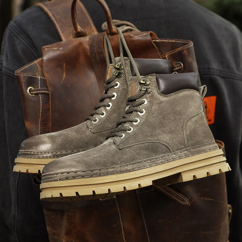 BK () High quality Martin boots, men's trendy and fashionable high top shoes, workwear boots with plush insulation_voghion.com
