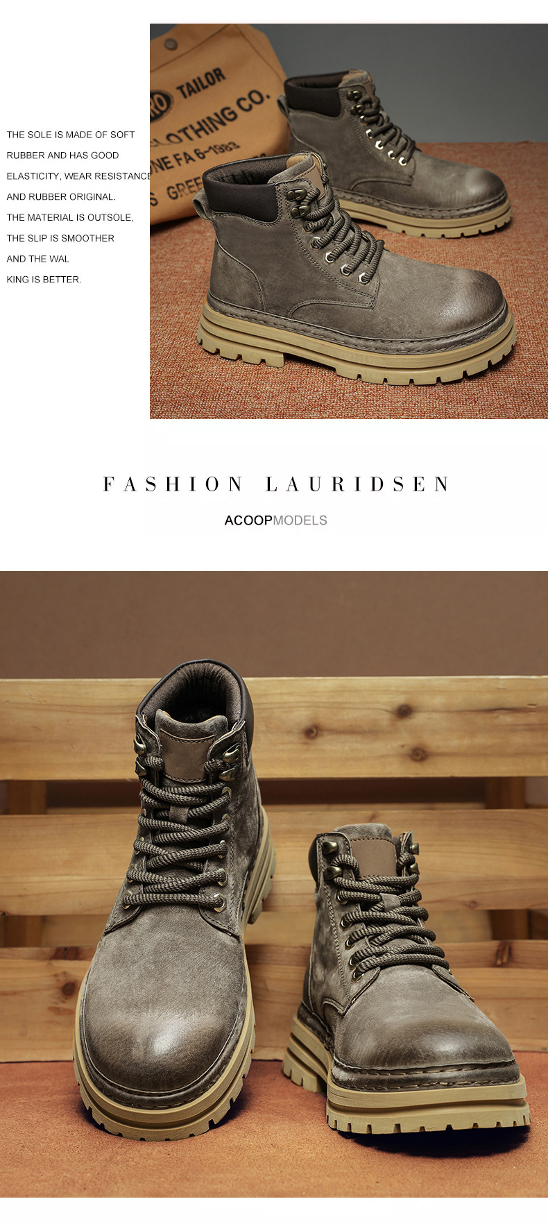 BK () High quality Martin boots, men's trendy and fashionable high top shoes, workwear boots with plush insulation_voghion.com