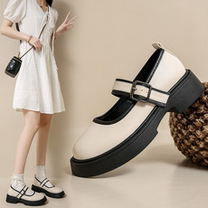 Französische Mary-Jane-Schuhe mit dicker Sohle für Damen mit einem einzigen Schuh, Vintage-Schuhe aus Großbritannien in Übergröße_voghion.com