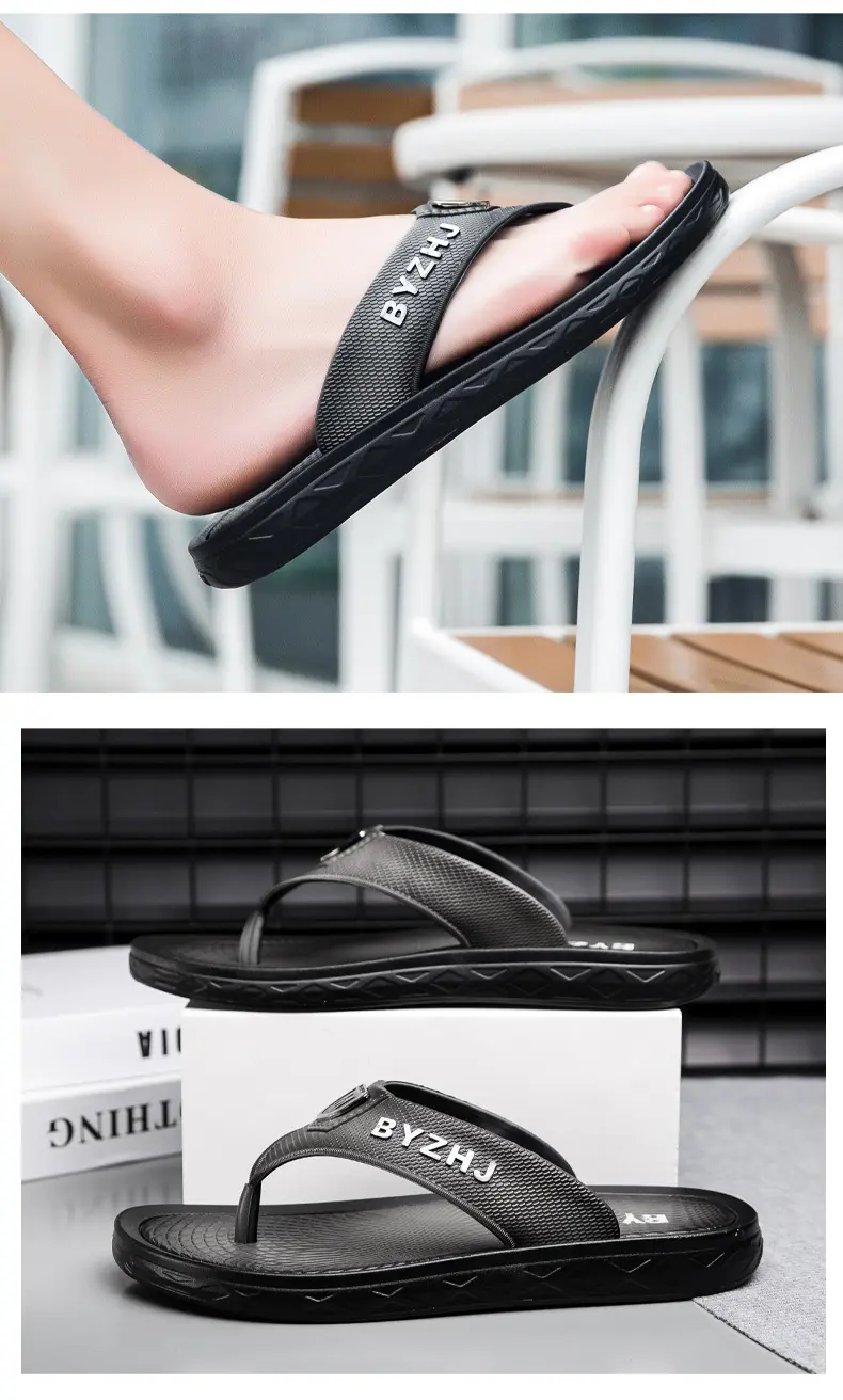 Faux Leather Men's Flip-flops Outdoor Fashion Slippers Beach Slippers, Free Random Pinch Music_vogvips.com