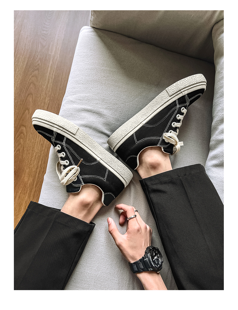 Cold sticky breathable solid color small crowd canvas China-Chic low top men's shoes_voghion.com