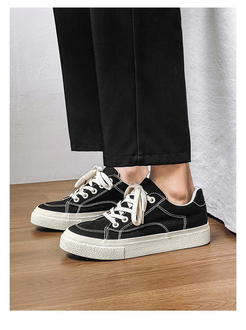 Cold sticky breathable solid color small crowd canvas China-Chic low top men's shoes_voghion.com