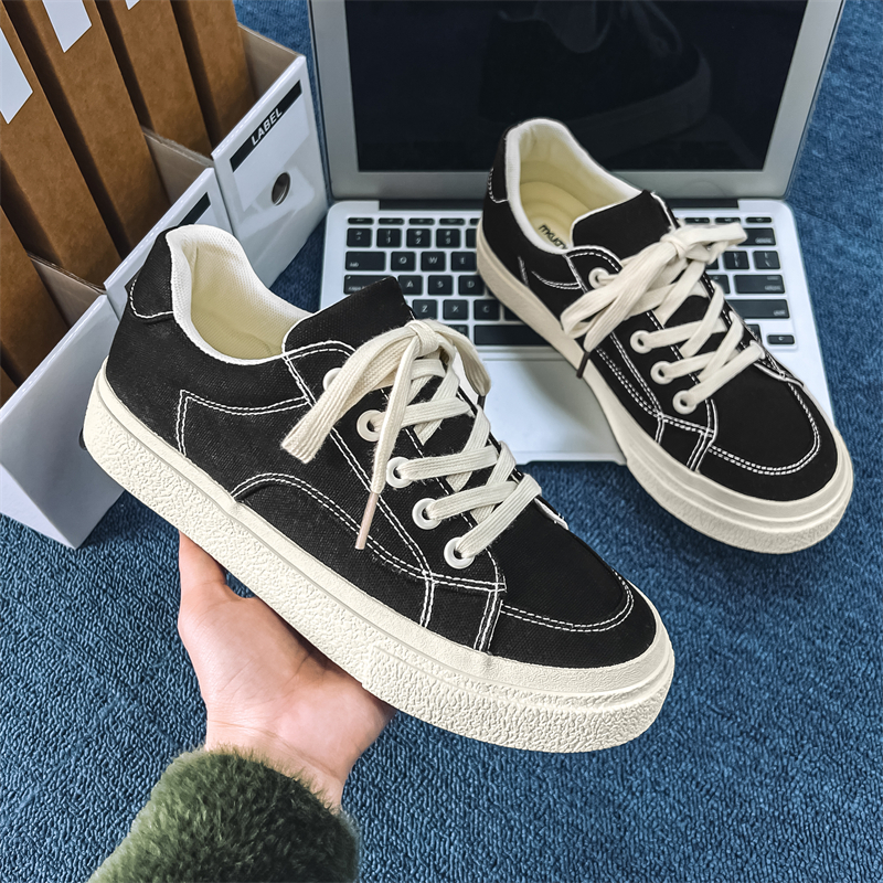 Cold sticky breathable solid color small crowd canvas China-Chic low top men's shoes_voghion.com