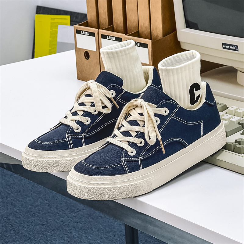 Cold sticky breathable solid color small crowd canvas China-Chic low top men's shoes_voghion.com