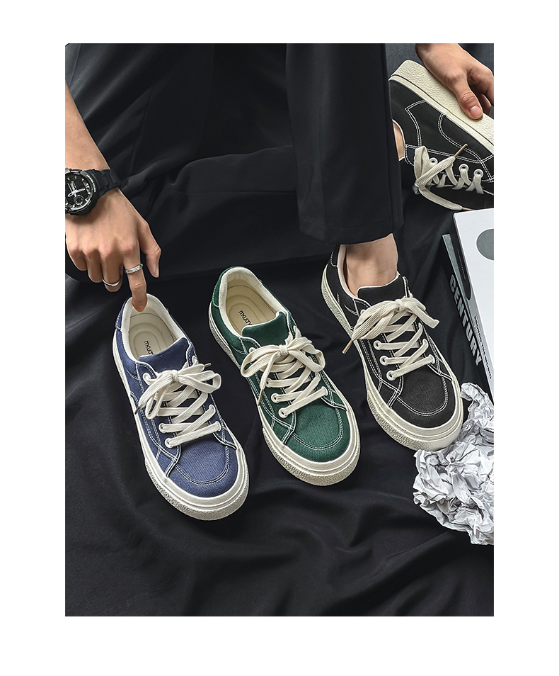 Cold sticky breathable solid color small crowd canvas China-Chic low top men's shoes_voghion.com