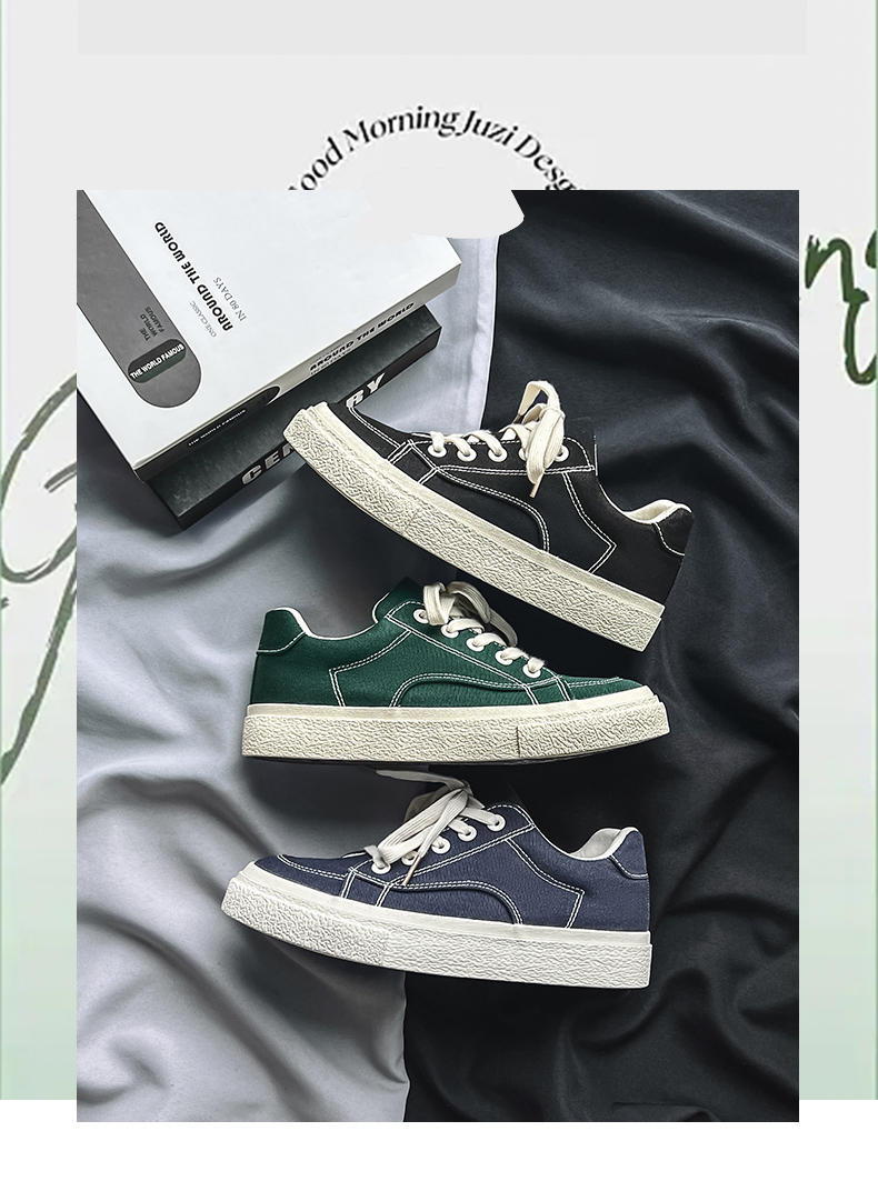 Cold sticky breathable solid color small crowd canvas China-Chic low top men's shoes_voghion.com