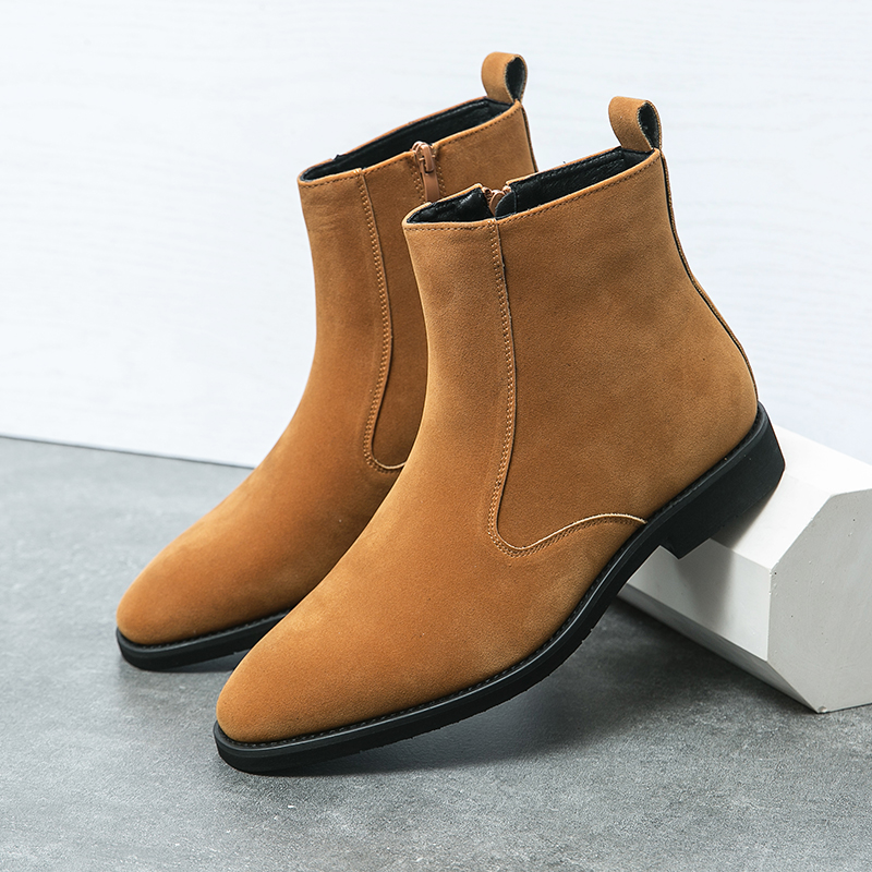 2024 Herfstmode Martin laarzen heren hoge top Britse stijl werklaarzen verhogen mode laarzen Zwarte all-in-one leren laarzen herenschoenen_voghion.com
