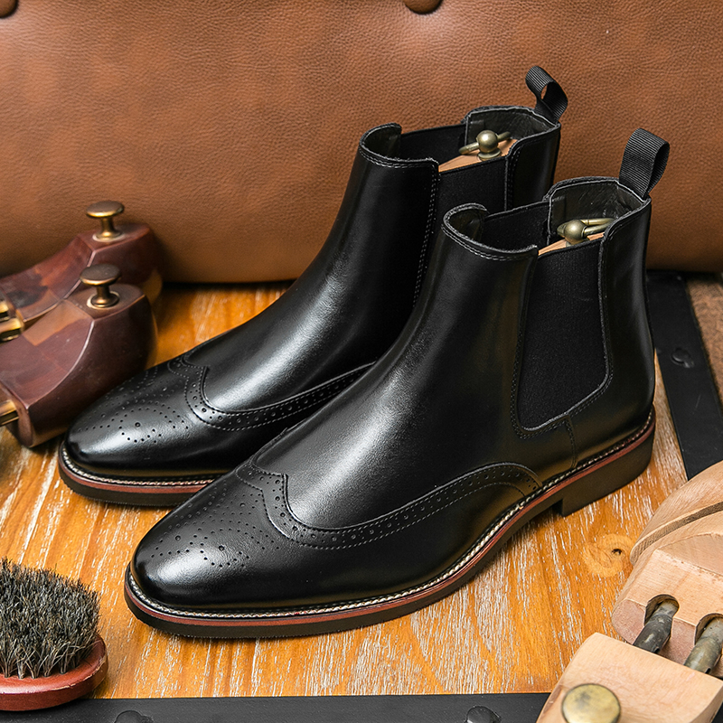 Herfst/Winter Britse vintage laarzen Heren leren enkellaarsjes Plateau leren laarzen Martin laarzen_voghion.com
