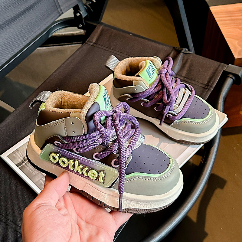 Kinder-High-Top-Boardschuhe aus Baumwolle mit zwei Streifen_voghion.com