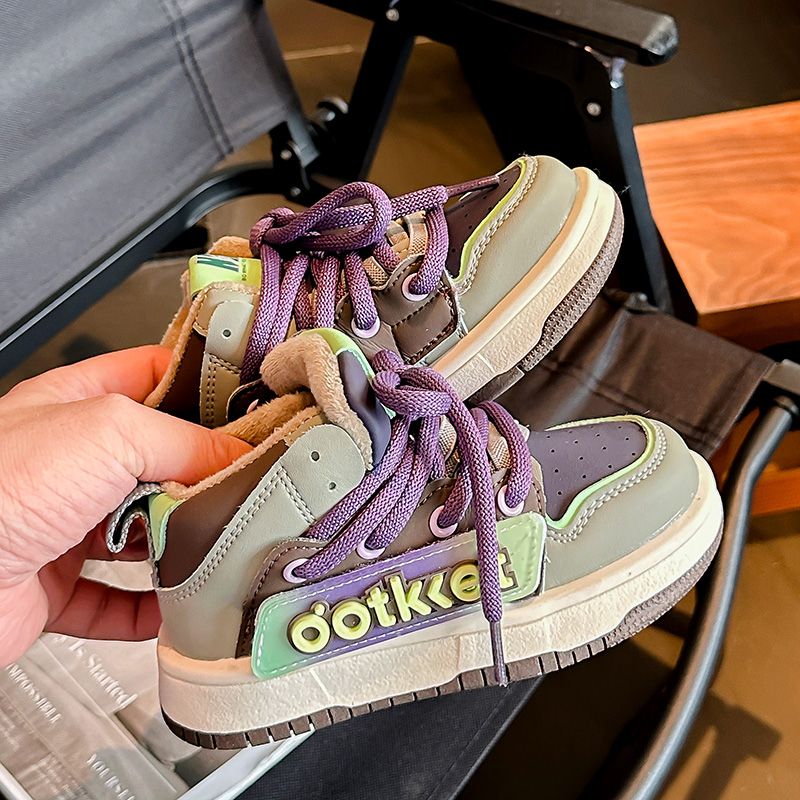 Kinder-High-Top-Boardschuhe aus Baumwolle mit zwei Streifen_voghion.com