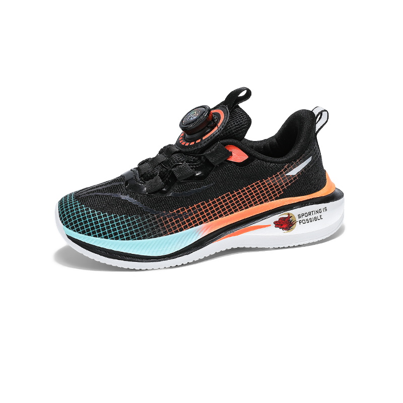 Breathable Mesh Running Shoes With Rotating Buckle For Boys_voghion.com