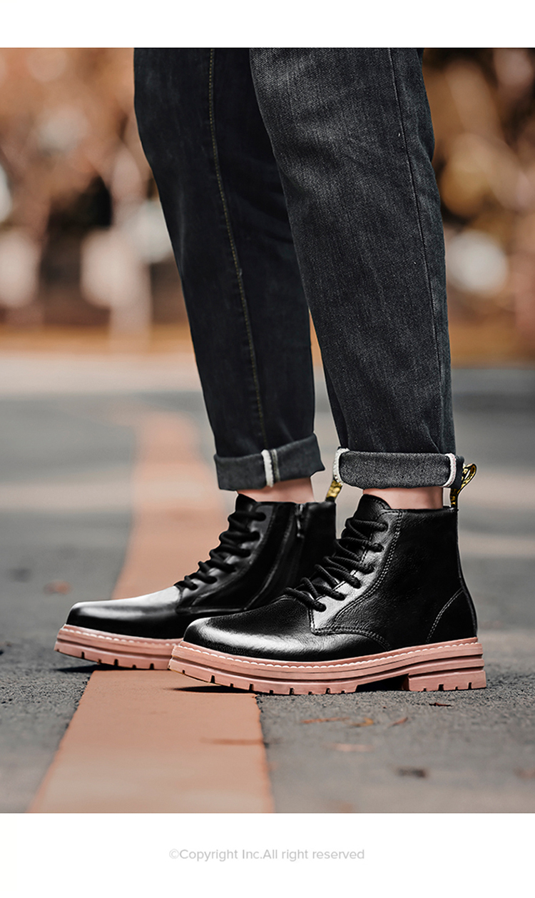 Martin men's high genuine British style ins mid top leather shoes with business fleece workwear boots_voghion.com