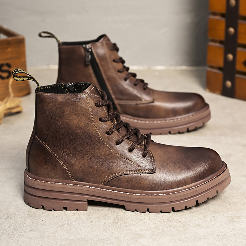 Martin men's high genuine British style ins mid top leather shoes with business fleece workwear boots_voghion.com