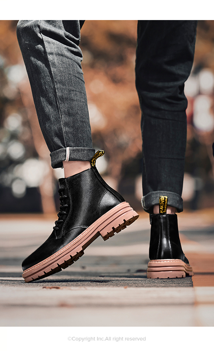 Martin men's high genuine British style ins mid top leather shoes with business fleece workwear boots_voghion.com