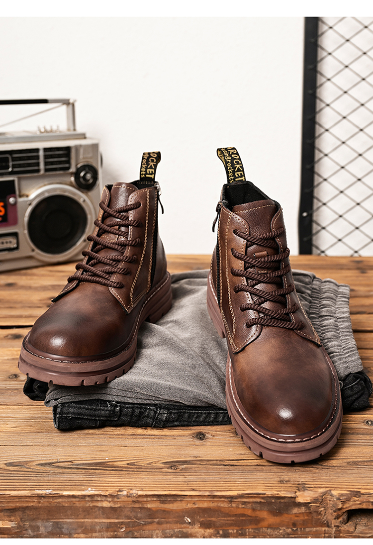 Martin men's high genuine British style ins mid top leather shoes with business fleece workwear boots_voghion.com