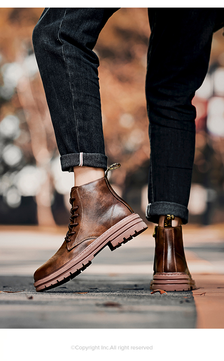 Martin men's high genuine British style ins mid top leather shoes with business fleece workwear boots_voghion.com