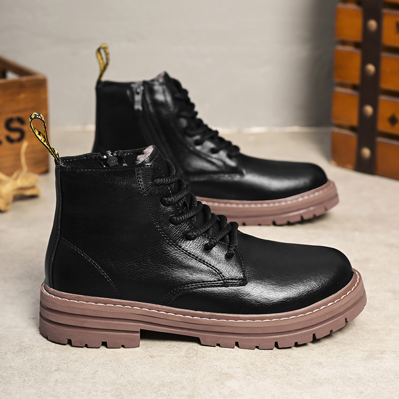 Martin men's high genuine British style ins mid top leather shoes with business fleece workwear boots_voghion.com