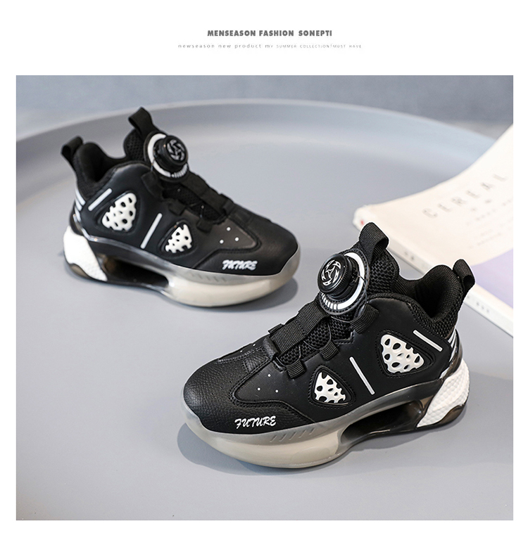 Boys' Basketball Shoes With Rotating Buckle For Sports_voghion.com