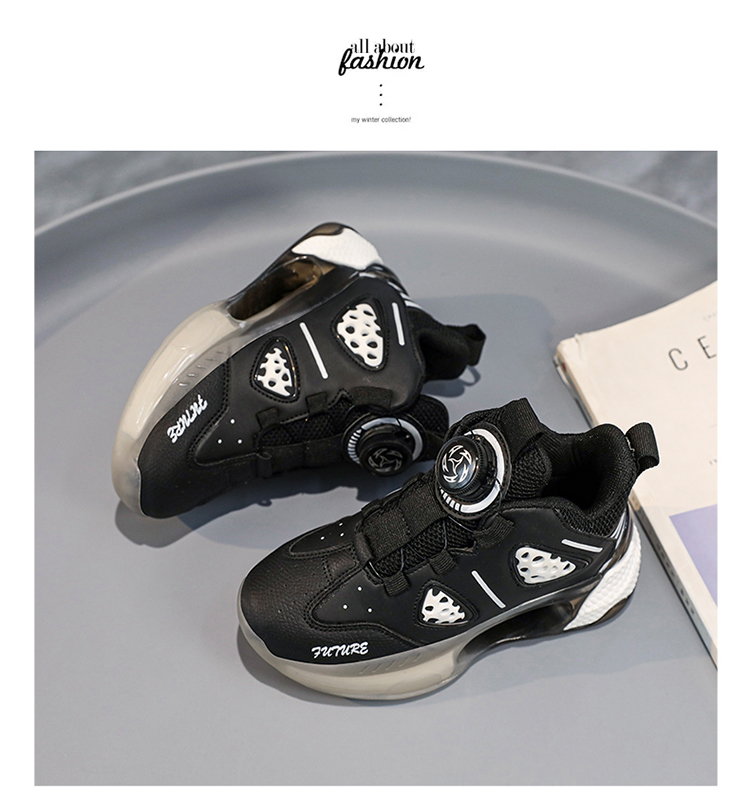 Boys' Basketball Shoes With Rotating Buckle For Sports_voghion.com