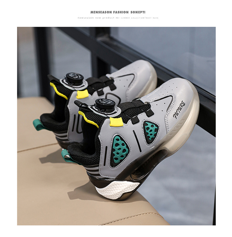 Boys' Basketball Shoes With Rotating Buckle For Sports_voghion.com