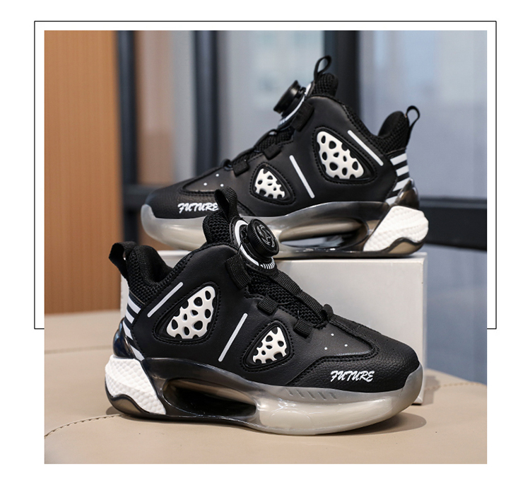 Boys' Basketball Shoes With Rotating Buckle For Sports_voghion.com