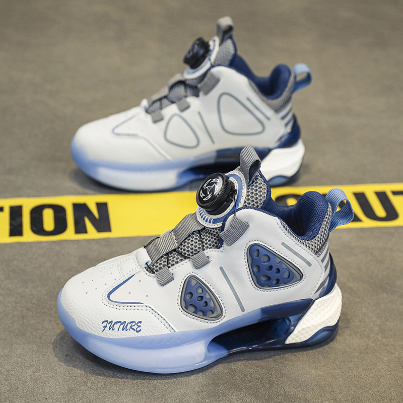 Boys' 2024 Spring New Children's Sports Basketball Shoes Rotating Buckle_voghion.com