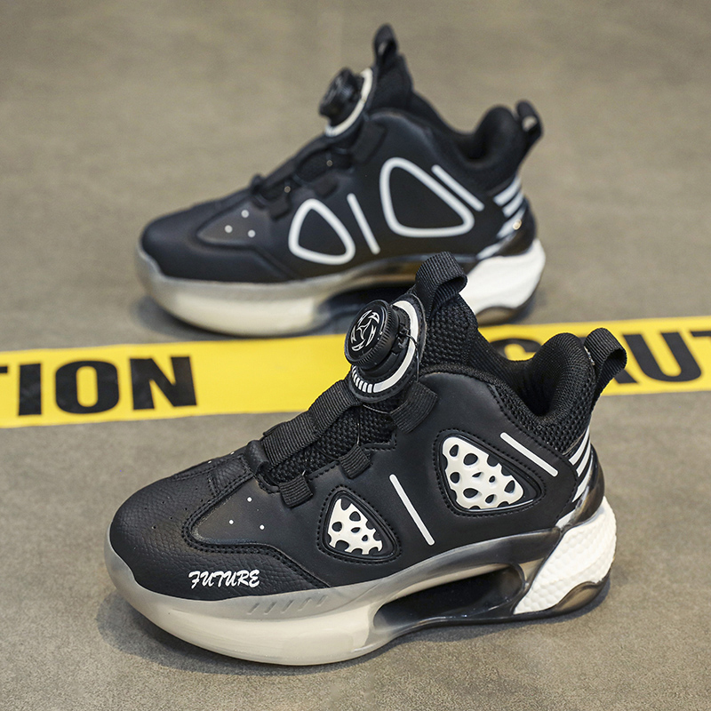 Boys' 2024 Spring New Children's Sports Basketball Shoes Rotating Buckle_voghion.com