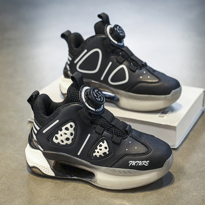 Boys' 2024 Spring New Children's Sports Basketball Shoes Rotating Buckle_voghion.com