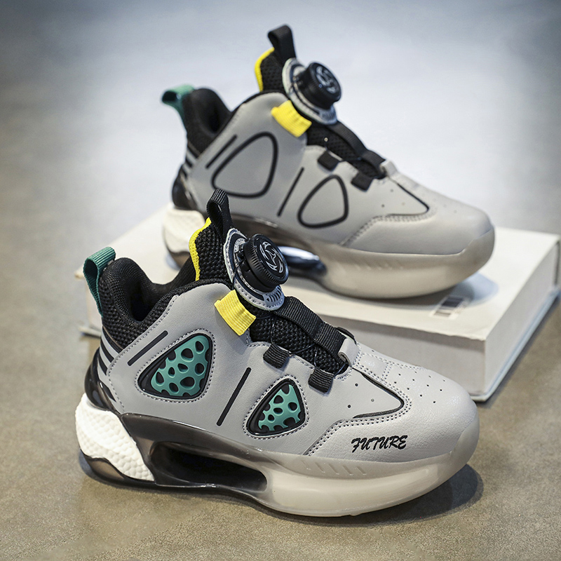Boys' 2024 Spring New Children's Sports Basketball Shoes Rotating Buckle_voghion.com