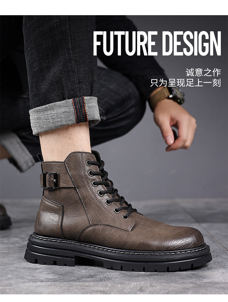 南风5022真皮时尚百搭中帮马丁靴38-44皮鞋码批98