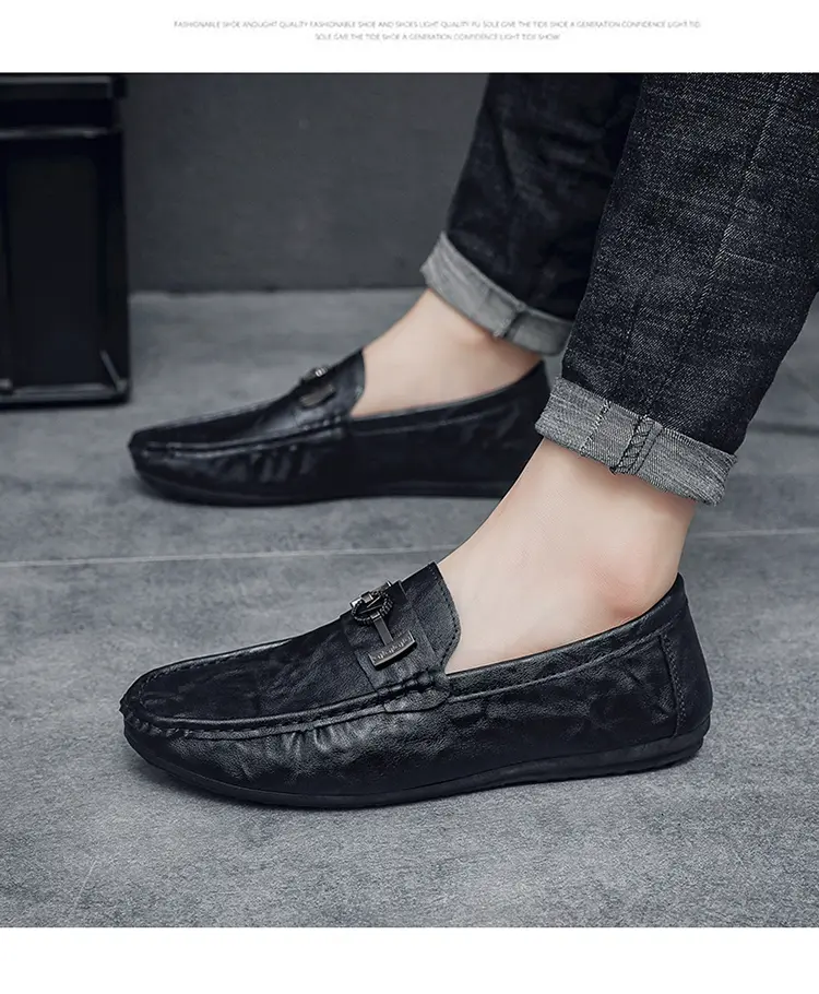 Solid Color Black Beanie Shoes Trendy Shoes Loafers Lazy People Pedal Driving Shoes Casual Small Leather Shoes Give A Random Pinch Music_vogvips.com