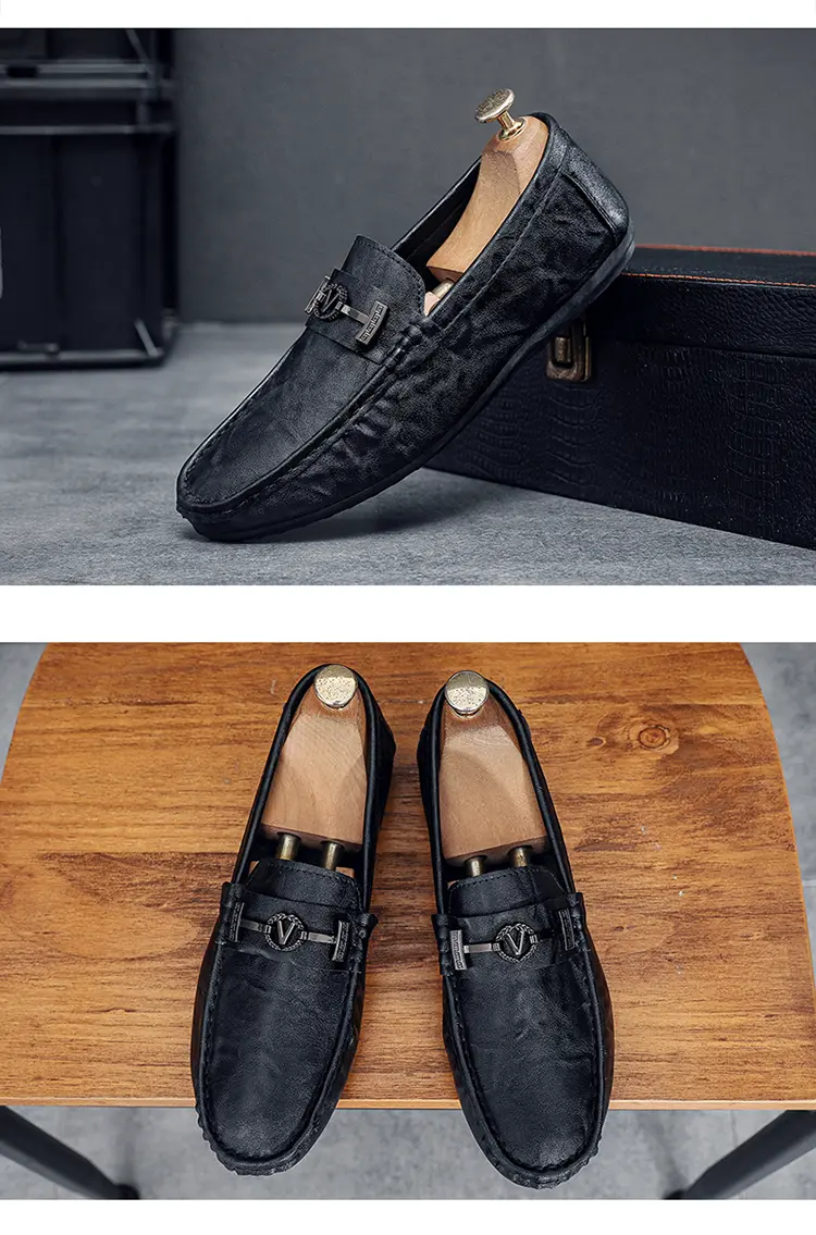 Solid Color Black Beanie Shoes Trendy Shoes Loafers Lazy People Pedal Driving Shoes Casual Small Leather Shoes Give A Random Pinch Music_vogvips.com