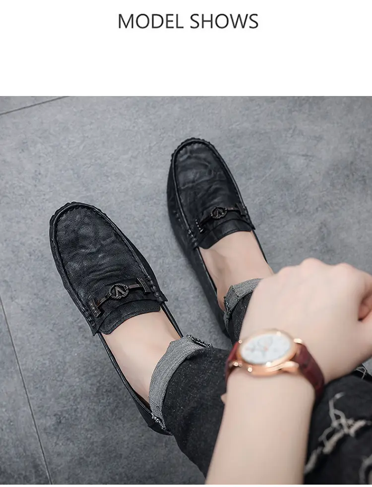 Solid Color Black Beanie Shoes Trendy Shoes Loafers Lazy People Pedal Driving Shoes Casual Small Leather Shoes Give A Random Pinch Music_vogvips.com