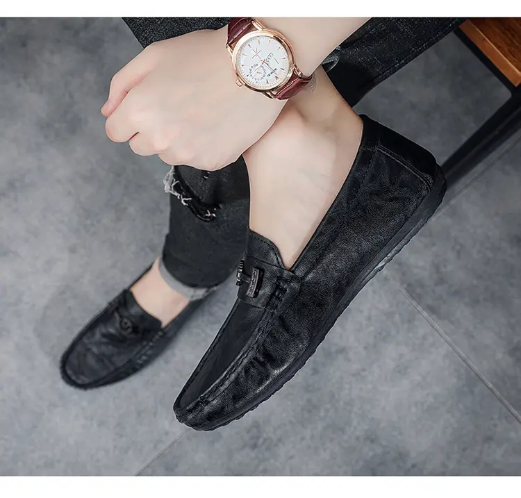 Solid Color Black Beanie Shoes Trendy Shoes Loafers Lazy People Pedal Driving Shoes Casual Small Leather Shoes Give A Random Pinch Music_vogvips.com