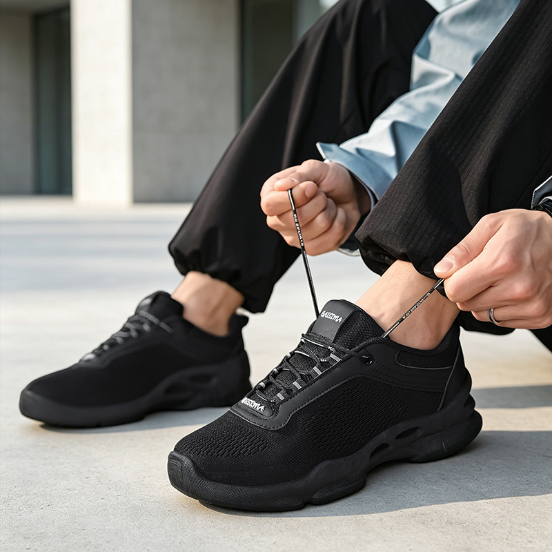 Men'S Breathable Knit Athletic Shoes - Comfortable, Shock-Absorbing, Non-Slip Lace-Up Running Shoes, All-Season Mid-Top, For Jogging And Walking, Athl_vogvips.com