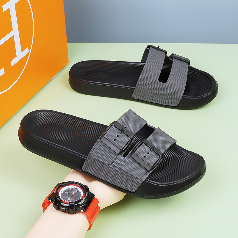 UM Herenpantoffels met zachte zolen Dubbele knoop sandalen Halve pantoffels Buiten Casual schoenen_voghion.com