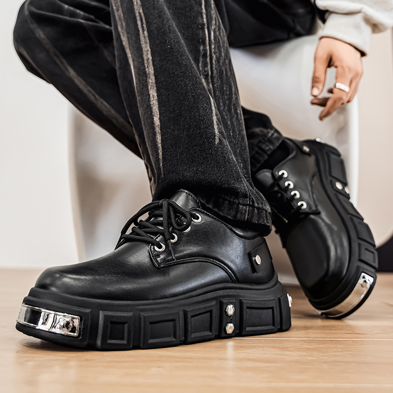 涌哥网批-涌哥☆P1991 德比鞋厚底增高男鞋大头皮鞋英伦风朋克米奇鞋