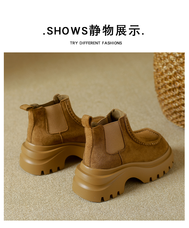 涌哥女鞋 7006 松糕厚底马丁靴美拉德工装靴百搭气质短靴潮